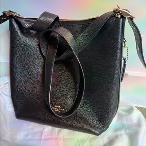 Coach Black Pebbled Leather Shoulder Bag